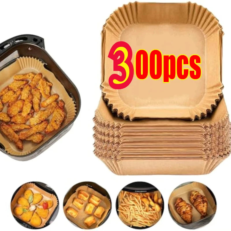 50Pcs Air Fryer Disposable Paper Non-Stick Airfryer Baking Papers Round Air-Fryer Paper Liners Paper Kitchen Accessories