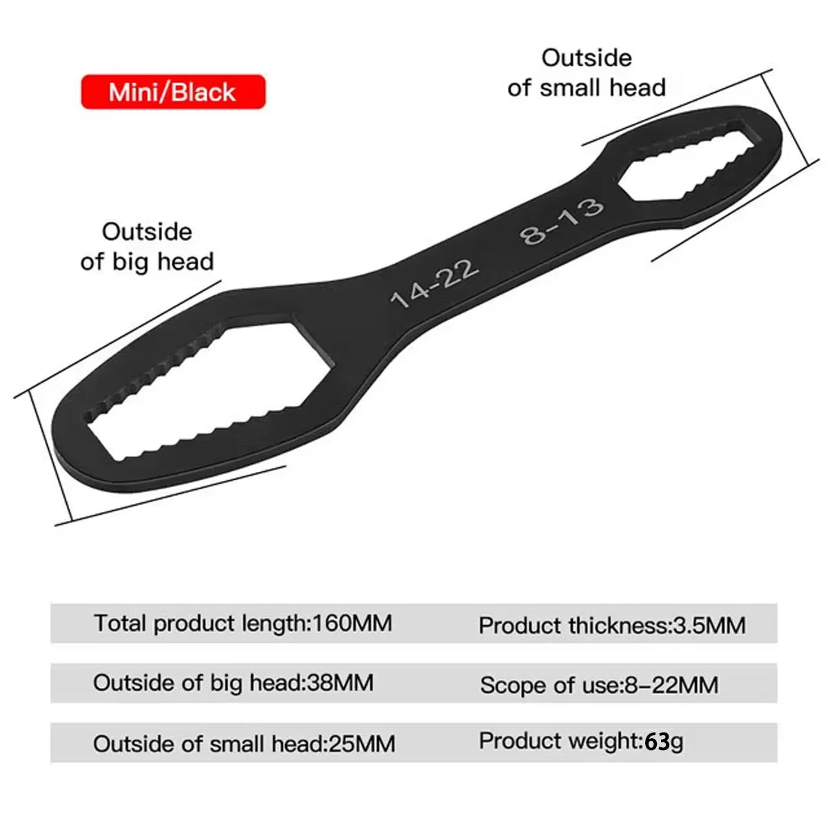 3-17mm 8-22mm Universal Torx Wrench Board Adjustable Double-Head Torx Spanner Self-Tightening Glasses Wrench Multi-Purpose Tools