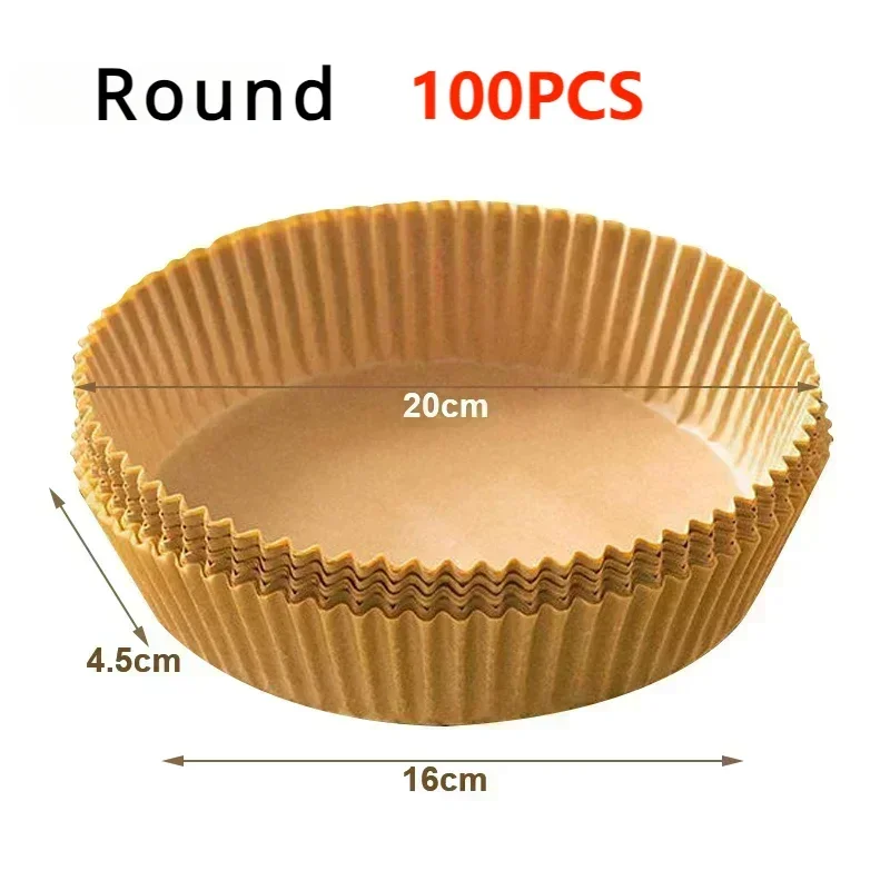 50Pcs Air Fryer Disposable Paper Non-Stick Airfryer Baking Papers Round Air-Fryer Paper Liners Paper Kitchen Accessories