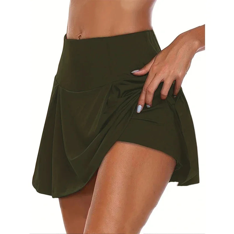 12 Colour Versatile Y2K High-Waist Skort - Breathable Stretch Fabric for All-Season Sports Fashion Non-Sheer Comfort Fit