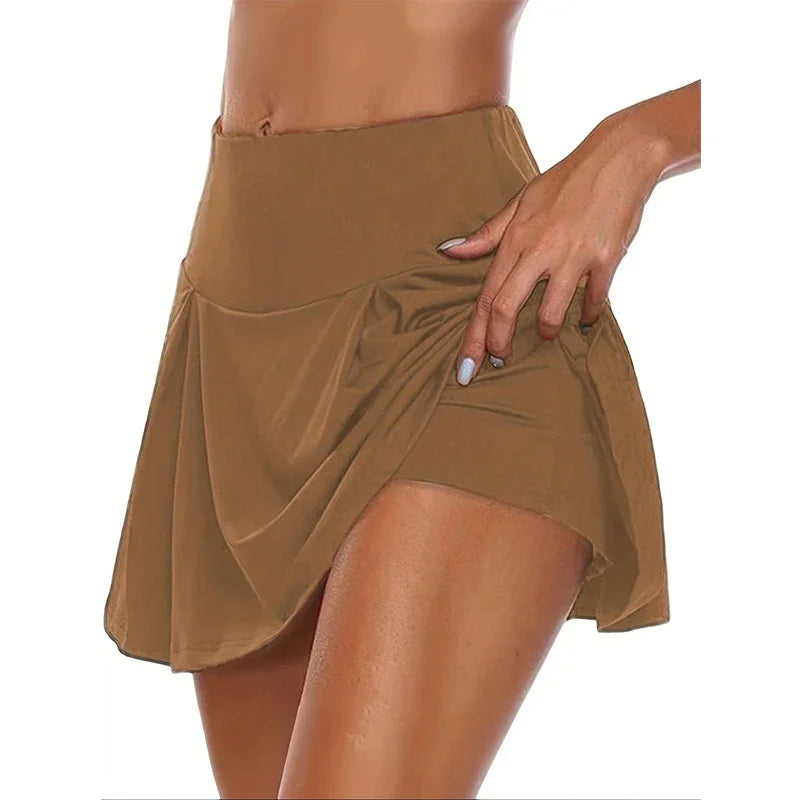 12 Colour Versatile Y2K High-Waist Skort - Breathable Stretch Fabric for All-Season Sports Fashion Non-Sheer Comfort Fit