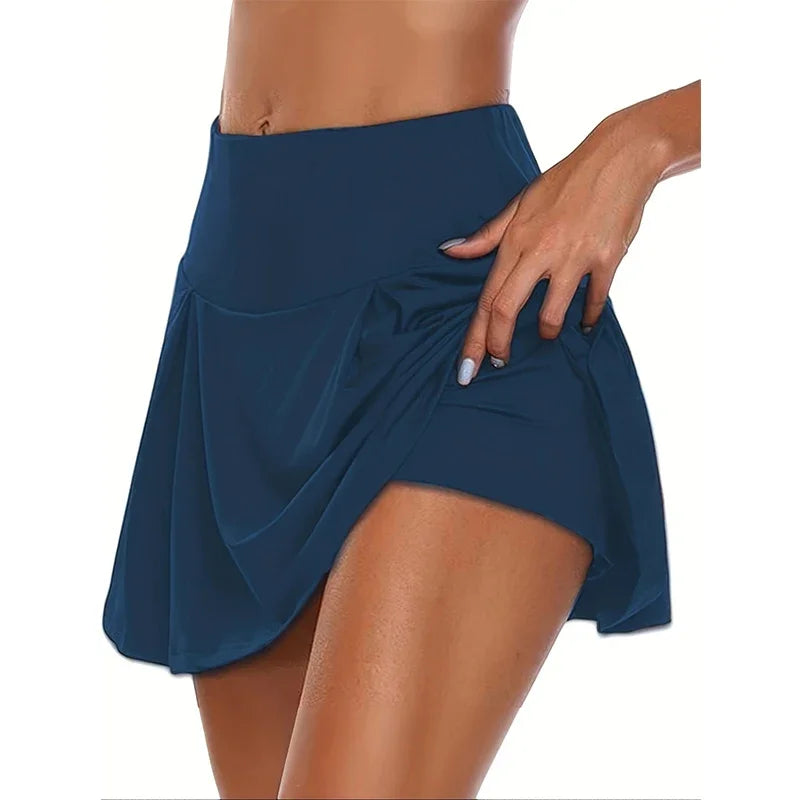 12 Colour Versatile Y2K High-Waist Skort - Breathable Stretch Fabric for All-Season Sports Fashion Non-Sheer Comfort Fit