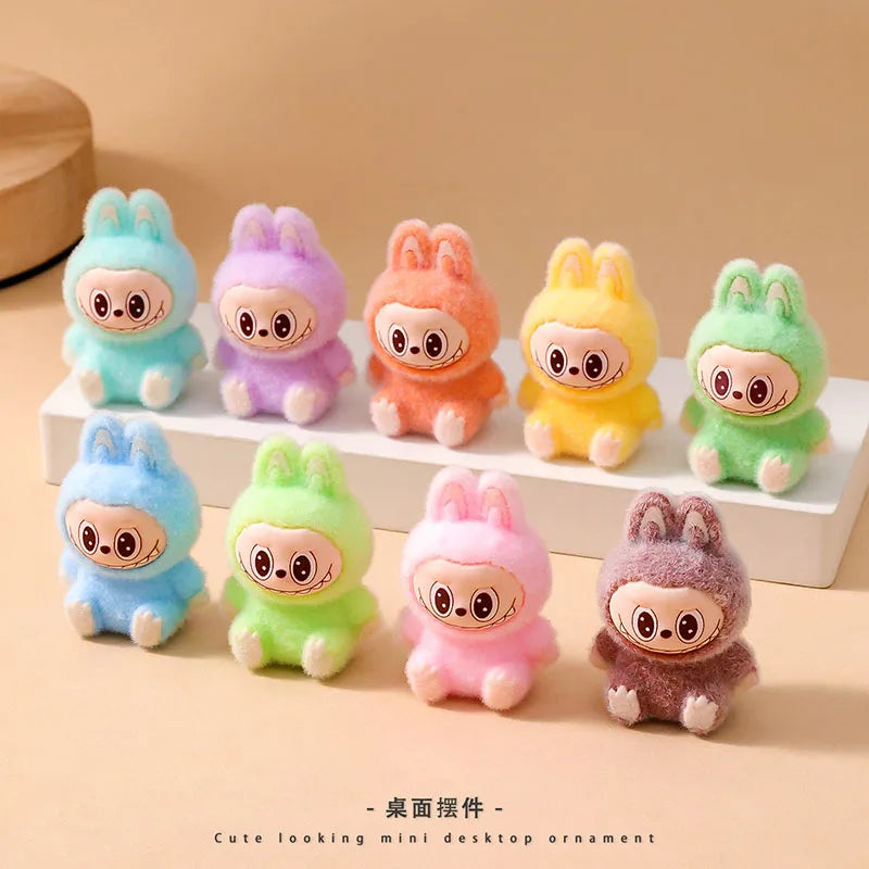 10pcs/Set New Lububu Anime Flocked Diy Action Figure Decorative Pendant Desktop Dolls Car Ornaments Collectible Accessories Gift