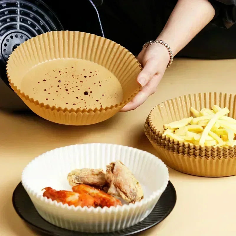 50Pcs Air Fryer Disposable Paper Non-Stick Airfryer Baking Papers Round Air-Fryer Paper Liners Paper Kitchen Accessories