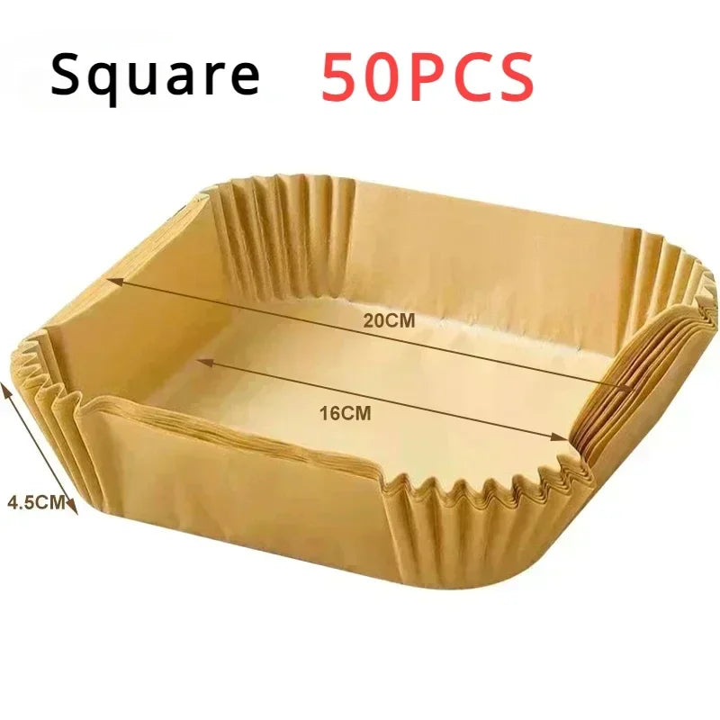 50Pcs Air Fryer Disposable Paper Non-Stick Airfryer Baking Papers Round Air-Fryer Paper Liners Paper Kitchen Accessories