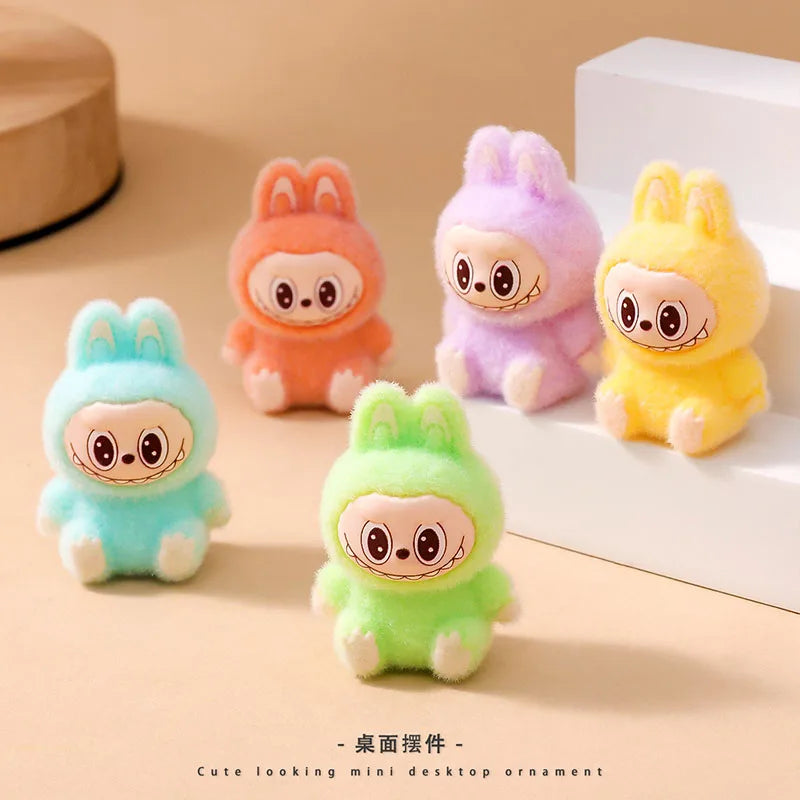10pcs/Set New Lububu Anime Flocked Diy Action Figure Decorative Pendant Desktop Dolls Car Ornaments Collectible Accessories Gift