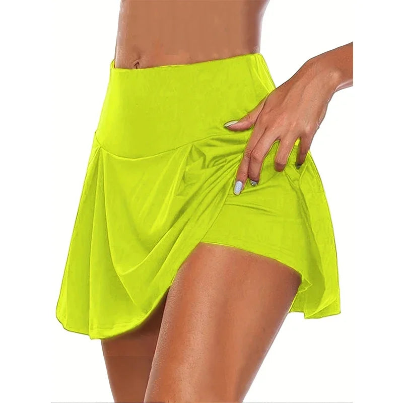 12 Colour Versatile Y2K High-Waist Skort - Breathable Stretch Fabric for All-Season Sports Fashion Non-Sheer Comfort Fit